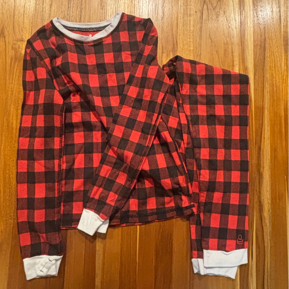 Cuddle Duds Buffalo Plaid Red and Black Girls Pajamas Base Layer